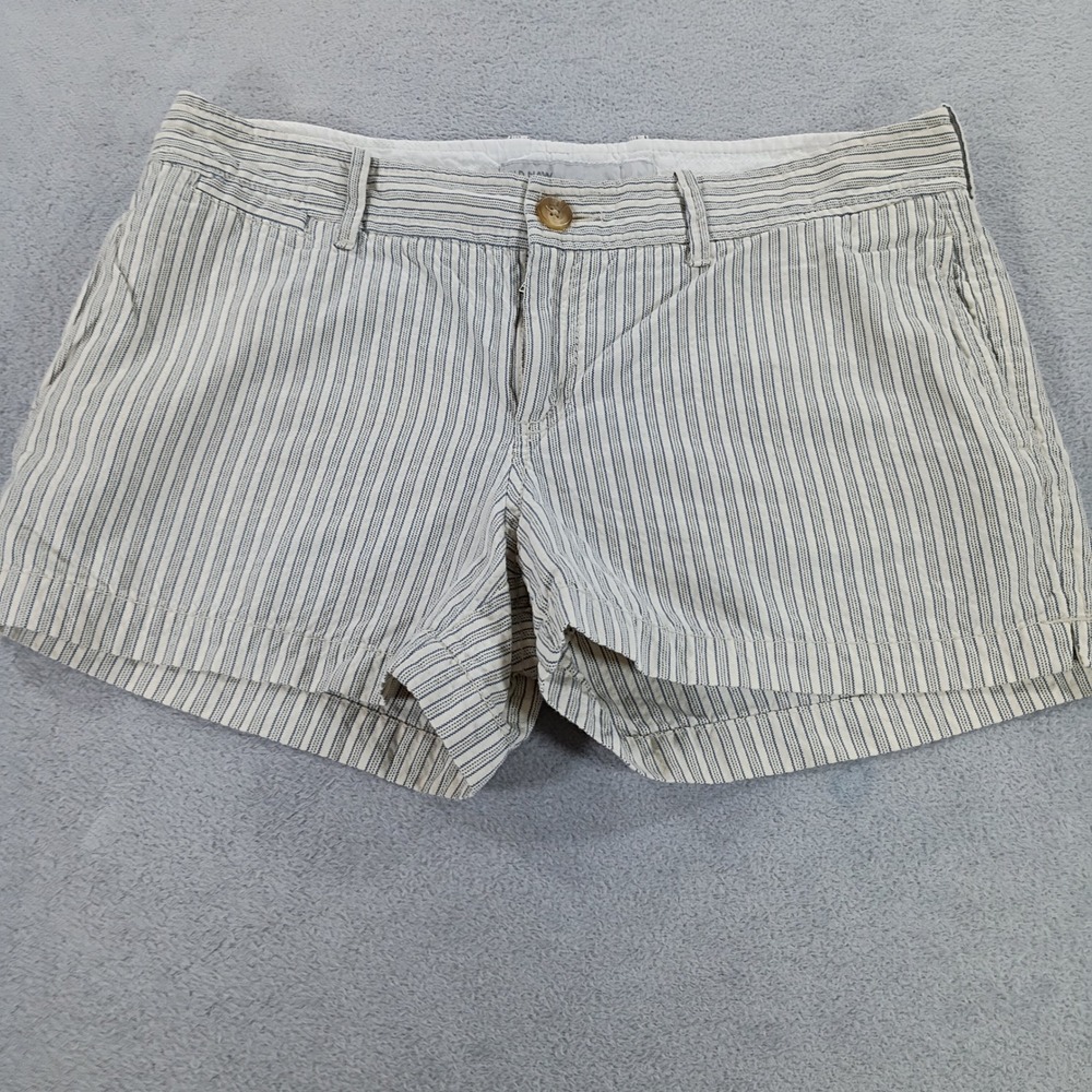 Old Navy Womens Striped Chino Shorts Blue White Size 10 Nautical Casual